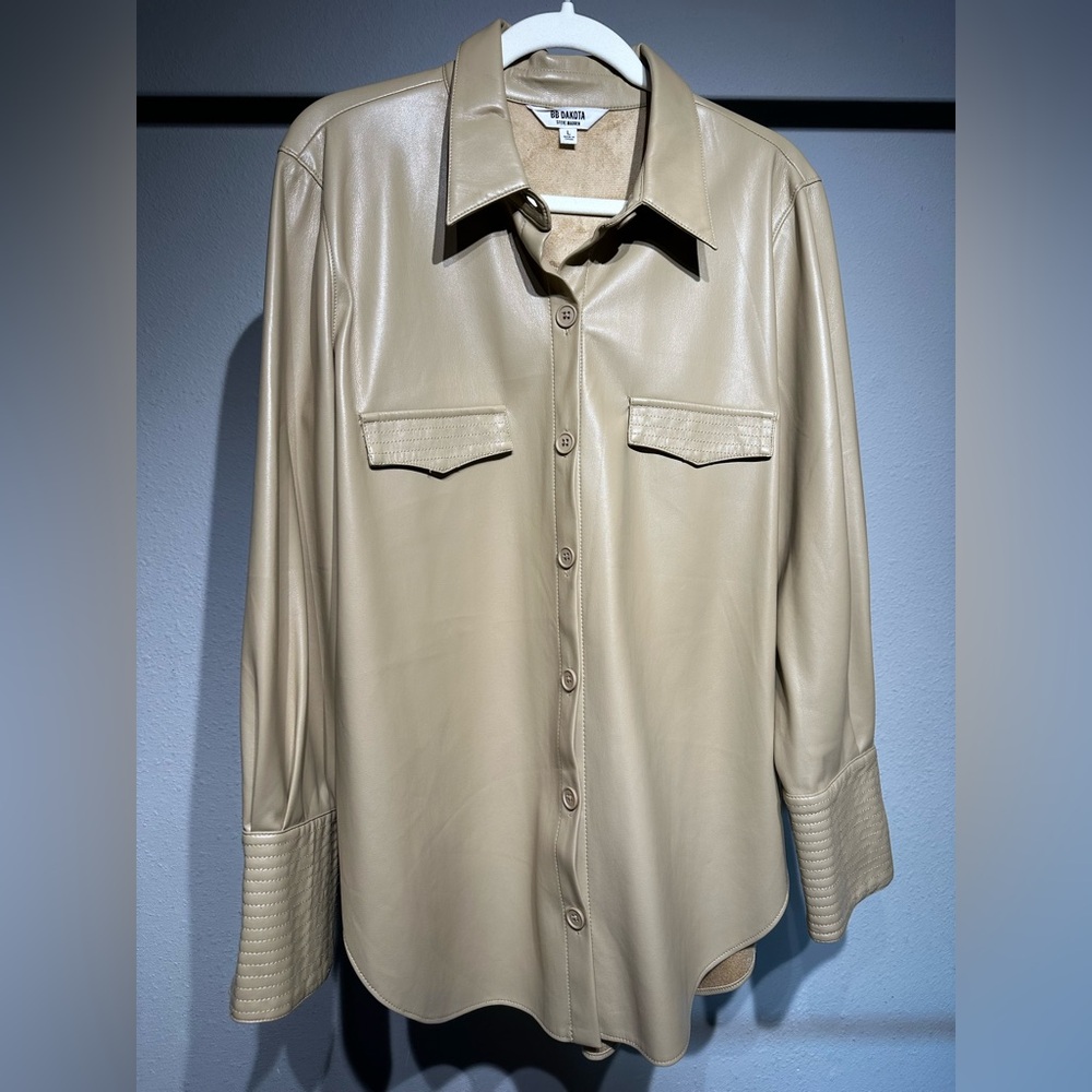 BB Dakota Faux Leather Button Up